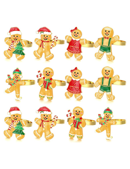 WILLBOND 12 Anillos de Servilleta de Navidad con Rhinestones