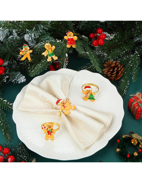 WILLBOND 12 Anillos de Servilleta de Navidad con Rhinestones