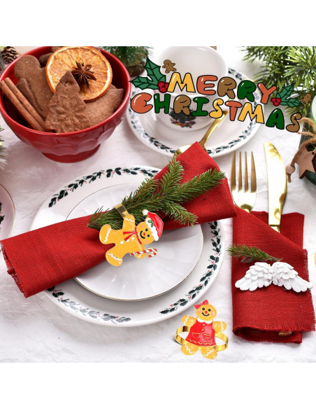 WILLBOND 12 Anillos de Servilleta de Navidad con Rhinestones