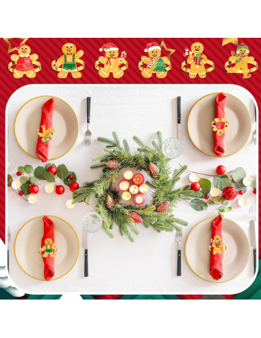 WILLBOND 12 Anillos de Servilleta de Navidad con Rhinestones