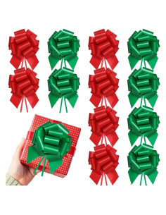 12 Lazos de Navidad Yokodaza 12.7 cm Rojo y Verde Reutilizables
