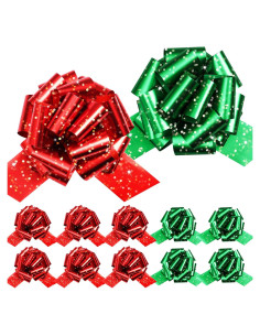 20 Lazos Navideños Rojos y Verdes HOGRTi 13 cm Brillantes