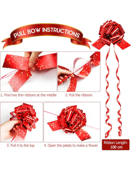 20 Lazos Navideños Rojos y Verdes HOGRTi 13 cm Brillantes