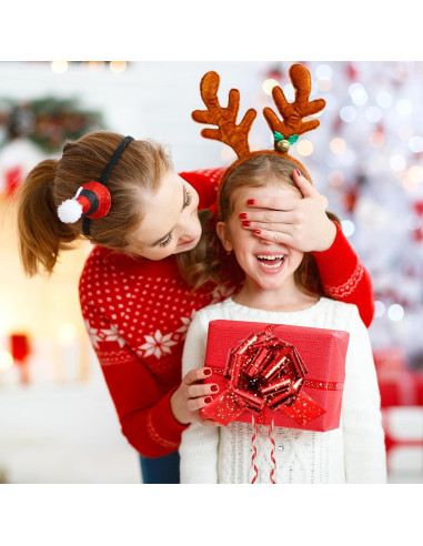 20 Lazos Navideños Rojos y Verdes HOGRTi 13 cm Brillantes