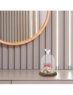 Campana de vidrio cloche Kichvoe 14x9cm con base de madera 2