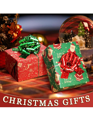 20 Lazos Navideños Rojos y Verdes HOGRTi 13 cm Brillantes