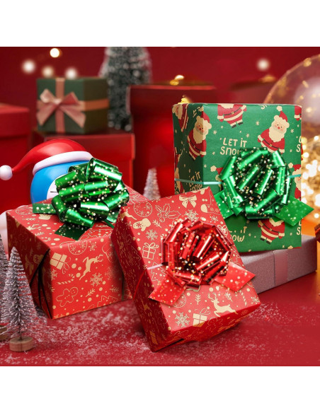 20 Lazos Navideños Rojos y Verdes HOGRTi 13 cm Brillantes