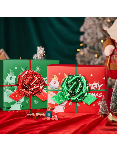 20 Lazos Navideños Rojos y Verdes HOGRTi 13 cm Brillantes