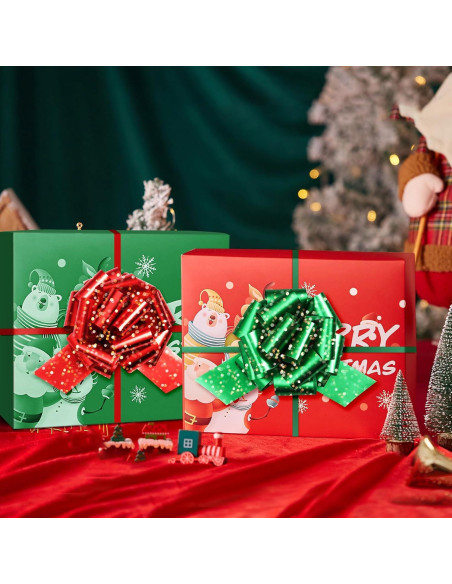 20 Lazos Navideños Rojos y Verdes HOGRTi 13 cm Brillantes