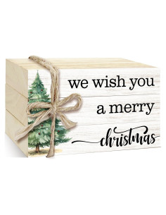 3 Libros Decorativos de Madera Navidad Wenhihsiy 10x6cm