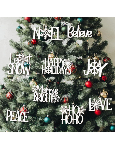 9 Piezas Adornos de Madera Navideños Unittype Chic Blancos