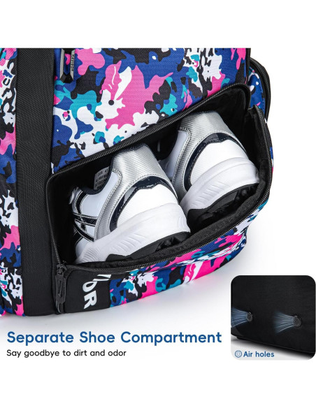 Bolsa de Béisbol KAVIGOR 50L para Jóvenes y Adultos Camo Rosa