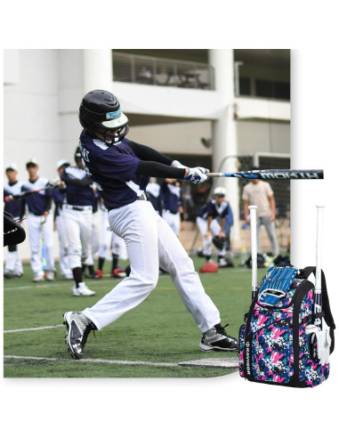 Bolsa de Béisbol KAVIGOR 50L para Jóvenes y Adultos Camo Rosa