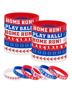 36 Pulseras de Silicona de Béisbol JarThenaAMCS - Rojo, Azul, Blanco