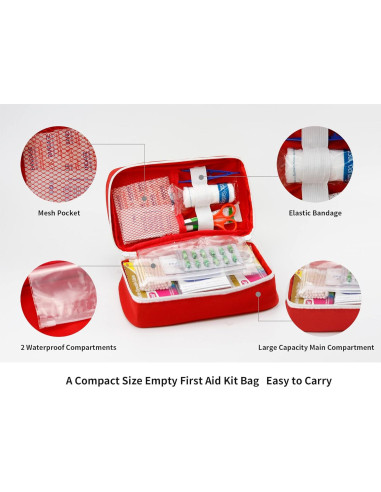 Bolsa de Primeros Auxilios Vacía TOPASION 24x14 cm Roja