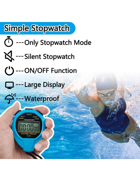 Cronómetro Digital Impermeable MUSHPORT Azul Simple
