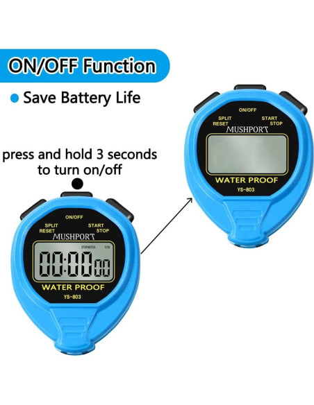 Cronómetro Digital Impermeable MUSHPORT Azul Simple