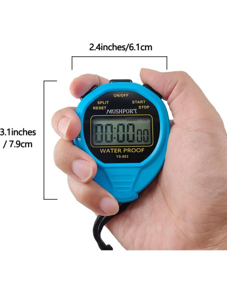Cronómetro Digital Impermeable MUSHPORT Azul Simple