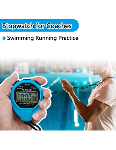 Cronómetro Digital Impermeable MUSHPORT Azul Simple