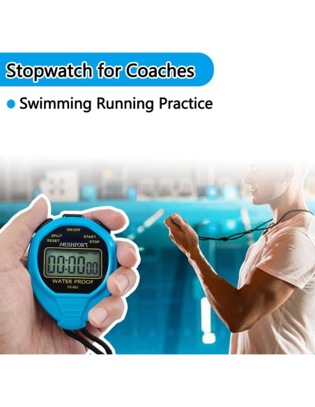 Cronómetro Digital Impermeable MUSHPORT Azul Simple