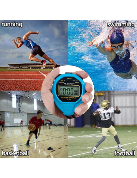 Cronómetro Digital Impermeable MUSHPORT Azul Simple