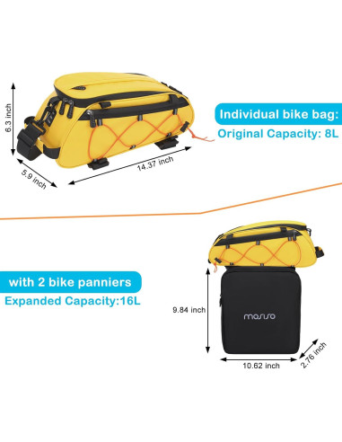 Bolsa de Soporte para Bicicleta MOSISO Amarilla 8L Impermeable