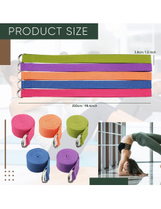 10 Correás de Yoga Ajustables Hanaive 250 cm 5 Colores 2