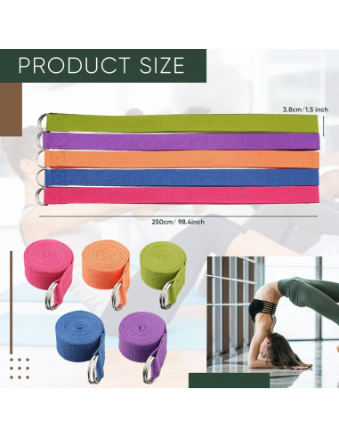 10 Correás de Yoga Ajustables Hanaive 250 cm 5 Colores