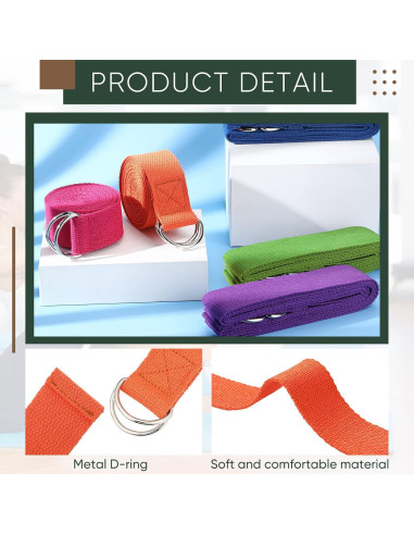10 Correás de Yoga Ajustables Hanaive 250 cm 5 Colores