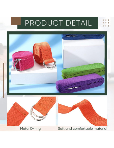 10 Correás de Yoga Ajustables Hanaive 250 cm 5 Colores