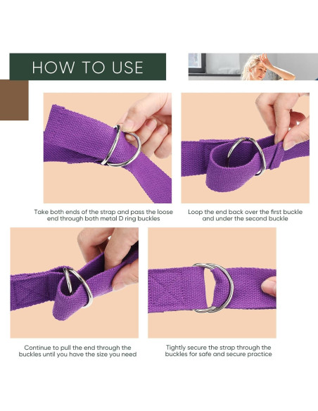 10 Correás de Yoga Ajustables Hanaive 250 cm 5 Colores