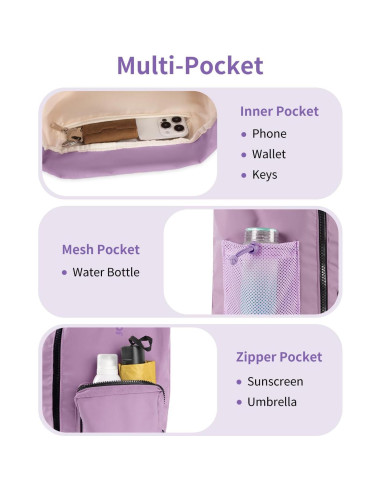 Mochila de Cuerda WANDF Unisex 25L Resistente al Agua Púrpura