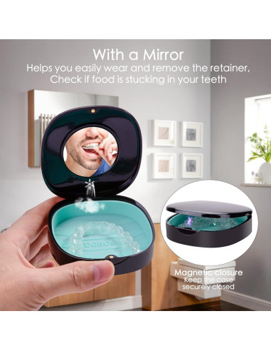 Caso de Retenedor Doboli Negro con Ventilación y Espejo