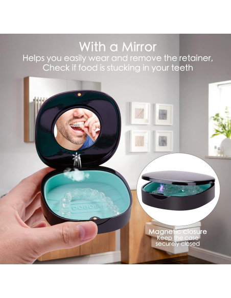 Caso de Retenedor Doboli Negro con Ventilación y Espejo