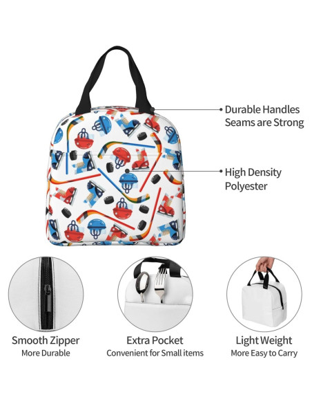 Bolsa de Almuerzo Aislada Siiuuol Hockey sobre Hielo 22x13x20 cm