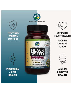 Aceite de Semilla Negra Amazing Herbs 500mg - 180 Cápsulas Blandas 2