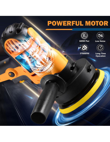 Pulidor Orbital CJC 600W con Velocidad Variable para Coche y Muebles