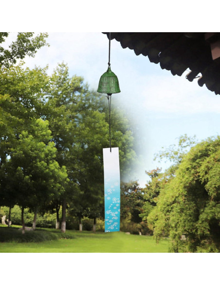 Campana de Viento AUNMAS de Hierro Fundido Verde 40cm