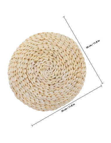 Cojín Redondo de Paja Tejido a Mano Cabilock 30 cm Beige