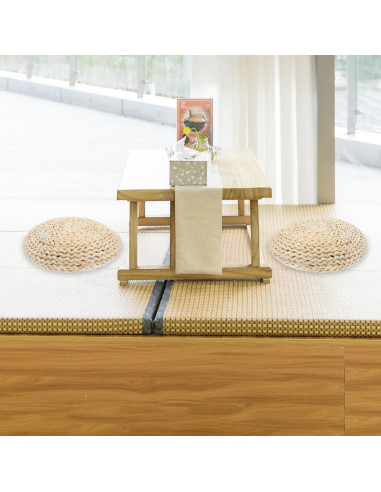 Cojín Redondo de Paja Tejido a Mano Cabilock 30 cm Beige