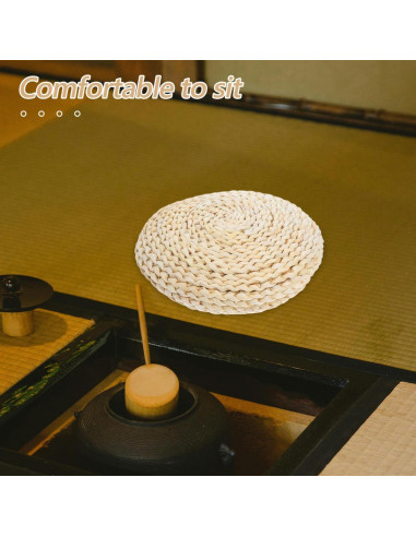 Cojín Redondo de Paja Tejido a Mano Cabilock 30 cm Beige