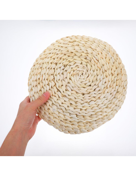 Cojín Redondo de Paja Tejido a Mano Cabilock 30 cm Beige