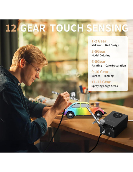 Kit de Aerógrafo RDSWA con Compresor 12 Velocidades 51psi