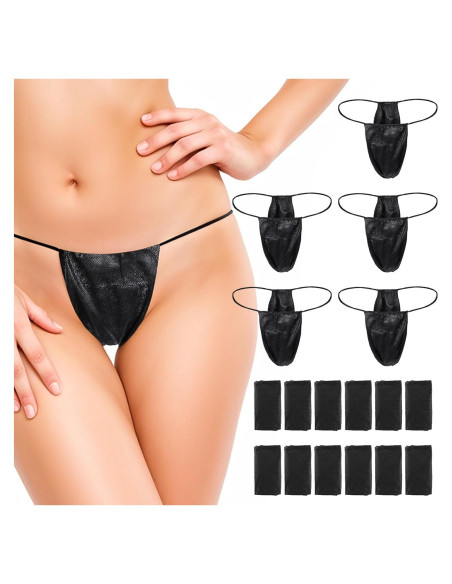 100 Braguitas Desechables Tanga Negra para Mujeres - Spa y Bronceado