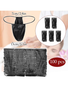100 Braguitas Desechables Tanga Negra para Mujeres - Spa y Bronceado 2