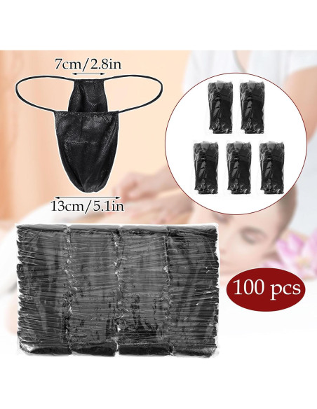 100 Braguitas Desechables Tanga Negra para Mujeres - Spa y Bronceado