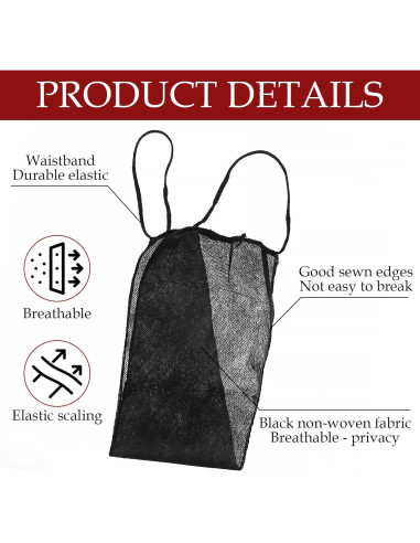 100 Braguitas Desechables Tanga Negra para Mujeres - Spa y Bronceado