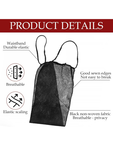 100 Braguitas Desechables Tanga Negra para Mujeres - Spa y Bronceado