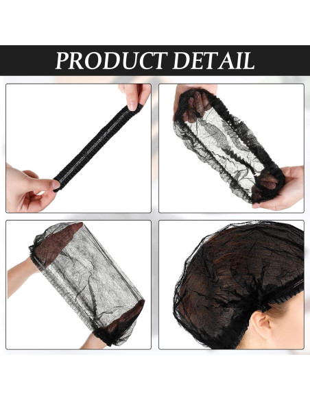 100 Gorras Bouffant Desechables Geyoga 53 cm Negro