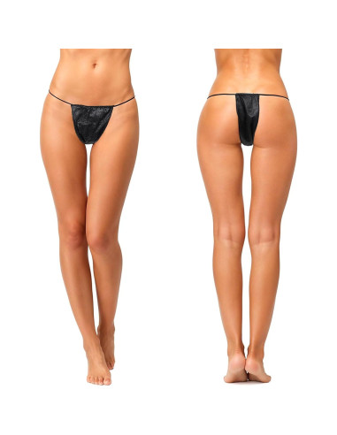 100 Braguitas Desechables Tanga Negra para Mujeres - Spa y Bronceado